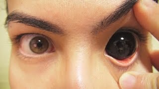 How to Insert And Remove Black Sclera Contact Lenses Fxeyes [upl. by Shreeves264]