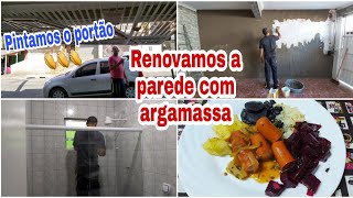 Vlogpintamos o portãopintamos a calçadatextura com argamassameu almoço [upl. by Schechinger]