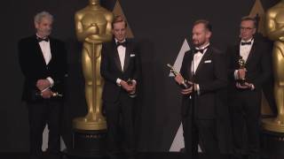 “Hacksaw Ridgequot Best Sound Mixing  Oscars 2017  Full Backstage Interview [upl. by Past]