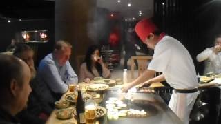 Benihana London Teppanyaki Chef Andrew Cooking [upl. by Bilac]