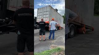 How to unload a container from a ContainGo Mobilizer Trailer movingcontainers [upl. by Akcire]