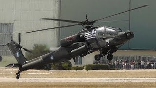 AH64HA Apache  Takeoff Airshow Display Wheelie Landing  Hellenic ArmyAFW2013 [upl. by Lynn]