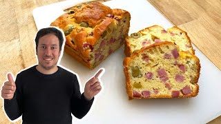 Cake moelleux au jambon et aux olives  Une recette facile et rapide pour les apéros de cet été [upl. by Ueihtam]