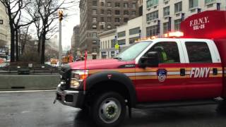 FDNY LADDER 25 RESPONDING WITH ITS BRAND NEW SPECIAL OPERATIONS COMMAND SSL25 UNIT IN MANHATTAN [upl. by Danas]