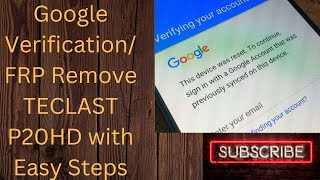 How To Remove Google Verification FRP Remove TECLAST P20HD Tablet With Easy Steps [upl. by Polky]