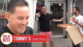 Barstool Pizza Review  Tommys Pizza Bronx With Special Guest Lorenzo [upl. by Nobell]