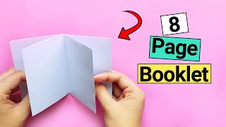 How To Make a 8 Page Booklet with Paper  No Glue [upl. by Sirrah]