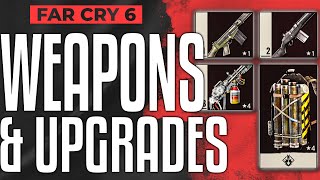 Far Cry 6 WEAPONS How To Upgrade Customize and Unlock Weapon Gadgets [upl. by Ahsienod938]