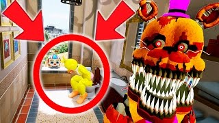 NIGHTMARE FREDBEAR CAUGHT CHICA POOPING AWKWARD GTA 5 Mods FNAF Funny Moments [upl. by Ellebasi]