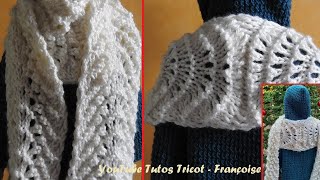 Tuto Tricot Rabattre les mailles pour assembler sans couture 2 pièces de tricot  Echarpe ajourée [upl. by Kcirre]