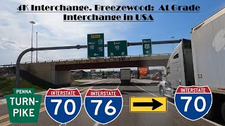 4K Interchange Breezewood At Grade Interchange in USA I 70 I 76 amp Pennsylvania Turnpike [upl. by Anay]