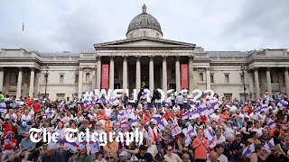 Englands victory parade Lionesses celebrate Euros win on bus tour through London [upl. by Ydnir]