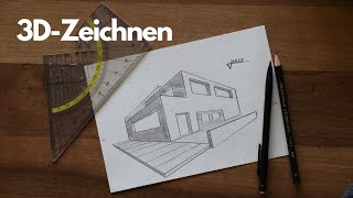 3D zeichnen lernen mit 2 Fluchtpunkten  Anfänger Tutorial Deutsch [upl. by Niatsirt]