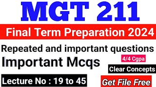 MGT211 Final Term Preparation 2024  mgt211 final paper  Lets Study [upl. by Haliehs]