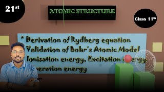 Derivation of Rydberg equation  Ionization energy Excitation energy Separation energy  Bohrs [upl. by Sumer]