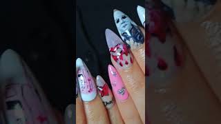 Une paire que jai mis fort longtemps à faire 🫠 fauxongles halloween pressonnails [upl. by Akiemahs]