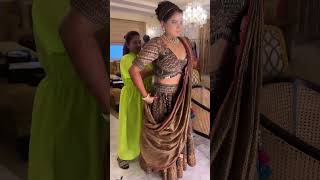 Dupatta draping on short ghagra for sangeet  Dolly Jain dupatta draping [upl. by Kristyn355]