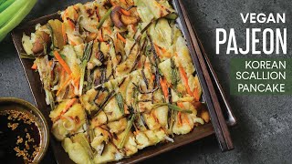 PAJEON  Korean Savoury Scallion Pancakes with Dipping Sauce Vegan Recipe [upl. by Annoik344]