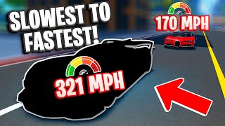 Fastest BUGATTI To Slowest BUGATTI In Vehicle Legends Roblox [upl. by Gnous635]