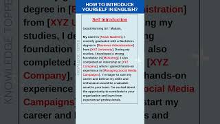 How to introduce Yourself in an Interview in English  Self Introduction in English [upl. by Anuahsar]