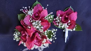 How to make orchid corsage and boutonniere set for prom or wedding [upl. by Anasxor]