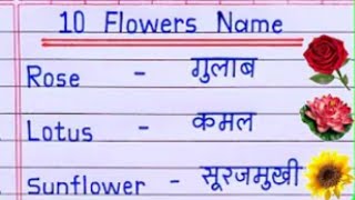 10 Flowers Name in english and hindi  Flowers Name  Flower Name  फूलों के नाम  phoolon ke naam [upl. by Douglass]