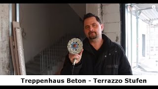 ✅✅ Treppenhaus Beton  Terrazzo Stufen mit Trittschutzstreifen reinigen schleifen und sanieren ✅✅ [upl. by Noach]