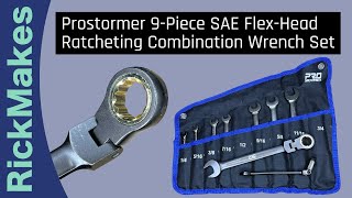 Prostormer 9Piece SAE FlexHead Ratcheting Combination Wrench Set [upl. by Solegnave]