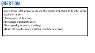 A client arrives to the surgical nursing unit after surgery [upl. by Sada649]