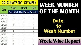 Convert Date To Week Number  Excel week number of the month  Get week number from date in excel [upl. by Button]