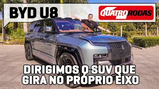 BYD U8 o SUV que navega gira 360º anda com pneu furado e CHEGA EM 2024 [upl. by Alehcim371]