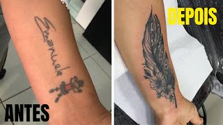 VEJA ESSA COBERTURA DE TATUAGEM COBERTURA DE NOME TATUAGEM FEMININA [upl. by Derrik276]