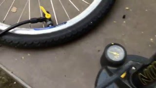 How to pump up a bicycle tyre Joe Blow mountain bike French presta valve DIY [upl. by Airtap]