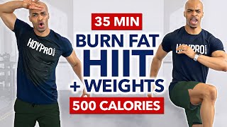 FULL BODY CALORIE SCORCHING HIIT Workout with Weights BURN 500 CALORIES [upl. by Nerrej406]