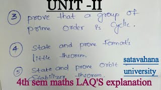 4th sem maths LAQS explanation Fermats little theorem and orbit  stabilizer theorem [upl. by Annasoh783]