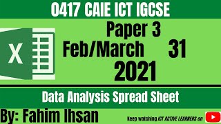 IGCSE ICT 0417P32021 Feb March Spreadsheet [upl. by Carleen]