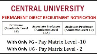 Permanent Assistant Professor Recruitment  With Only PG Rs 182400 pm  With Degree Rs 63200 pm [upl. by Nanci]