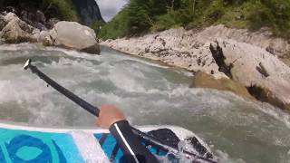 Austrian River Enns on paddleboards  kayaking style whitewater under Kummerbrücke [upl. by Ytissahc]