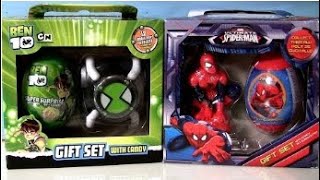 Super Surprise Eggs Gift Set Ultimate Spiderman Marvel BEN10 Easter Eggs by Disneycollector [upl. by Weld]