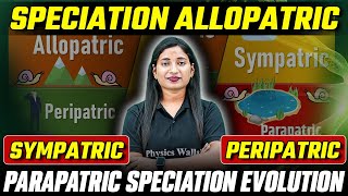 Speciation Allopatric Sympatric Peripatric amp Parapatric Speciation Evolution [upl. by Ailaht]