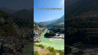 ￼ Alaknanda  Bhagirathi ganga Devprayag Sangam view trend travel chardhamyatra mountain ganga [upl. by Kho272]