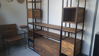 Mueble modular estantería industrial hierro y madera tv LED 50 ideal living o comedor [upl. by Eruot]