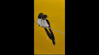 Learn to draw a magpie in 15 seconds ink painting oil painting painting skills [upl. by Nnaytsirk]