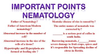 IMPORTANT POINTS OF NEMATOLOGY nematology [upl. by Atthia]