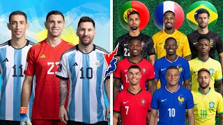 Messi Emi Martinez Di Maria vs Brazil Portugal France  Ronaldo Mbappe Neymar Diogo Costa [upl. by Aihsa]