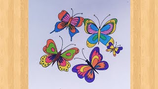 How to Draw Butterfly Easy  Monarch butterfly drawing and coloring  Art Tutorial [upl. by Kamat]