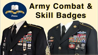 Army Combat Skill and Marksmanship Badges with uniform examples CIB EIB CMB EMD EOD ABN Badge [upl. by Celesta232]