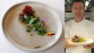 Dan Hunters eggplant and saltgrass lamb 50Second Dish [upl. by Llesram]