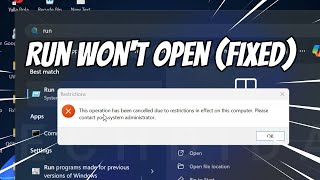 Cant Open Run in Windows FIXED [upl. by Atteselrahc821]