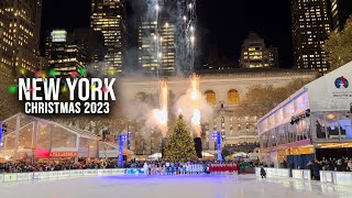 NYC Christmas 2023 4K NYC Christmas Tree Lighting ✨ Bryant Park Christmas Tree Lighting 2023 [upl. by Aros]